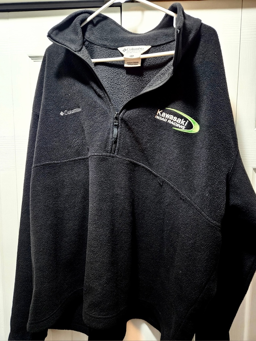 Columbia Men’s Black Fleece Quarter-Zip with Green Kawasaki Logo